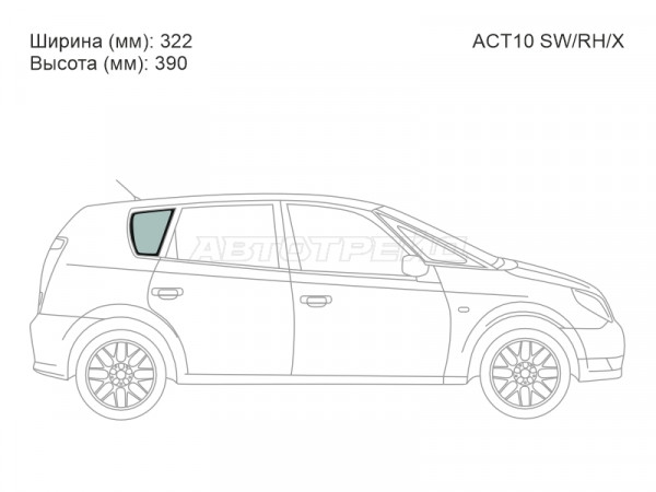 Стекло кузова боковое (не опускное) (Справа / Цвет зеленый) Toyota Opa 00-05