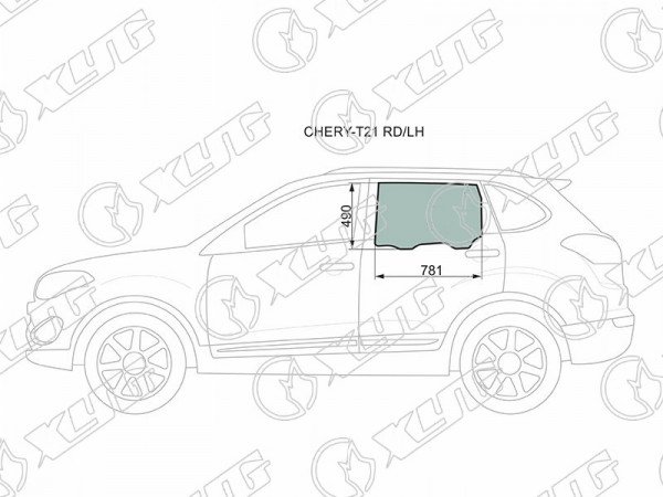 Стекло заднее левое опускное CHERY TIGGO 14-