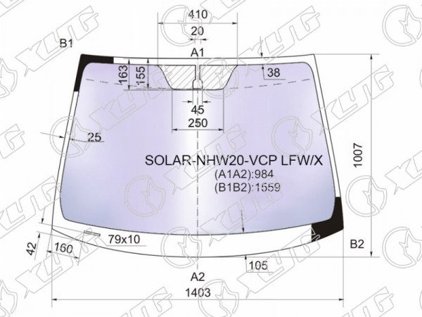 Стекло лобовое атермальное TOYOTA PRIUS NHW20 03-11 (Solar-X защита от ультрафиолета)