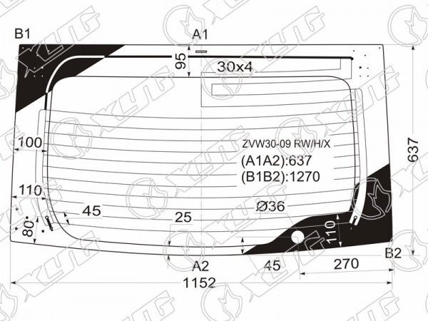 Стекло заднее (Цвет зеленый / Обогрев) Toyota Prius (ZVW30) 09-16  / Prius PHV 12-16