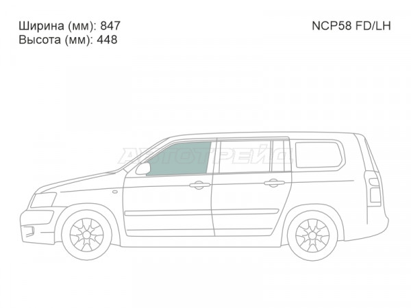 Стекло боковое опускное (Спереди / Слева / Цвет зеленый) Toyota Probox 02-  / Succeed 02-20