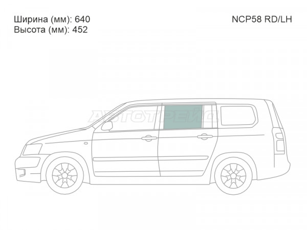 Стекло боковое опускное (Сзади / Слева / Цвет зеленый) Toyota Probox 02-  / Succeed 02-20