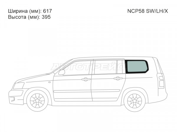 Стекло кузова боковое (не опускное) (Слева / Цвет зеленый) Toyota Probox 02-  / Succeed 02-20