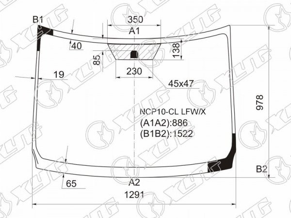 Стекло лобовое TOYOTA RACTIS NCP10# 05-10