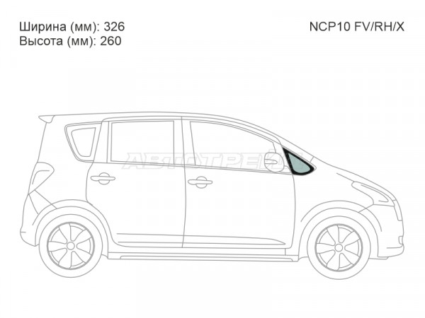 Стекло форточки (Спереди / Справа / Цвет зеленый) Toyota Ractis 05-10