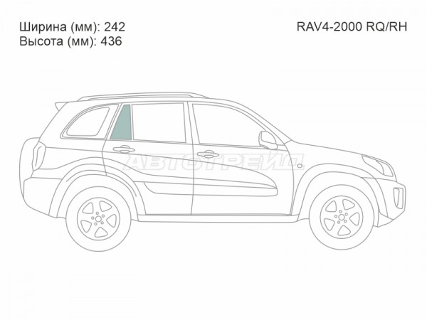 Стекло форточки (Сзади / Справа / Цвет зеленый) Toyota RAV4 (CA20) 00-05