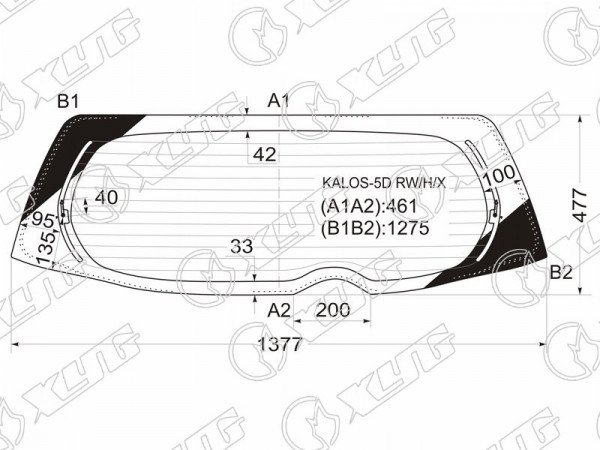 Стекло заднее с обогревом CHEVROLET AVEO 5D 06-11