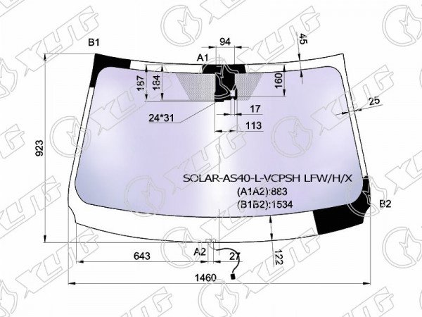 Стекло лобовое атермальное с обогревом щеток + дд TOYOTA RAV4 #C4# 13-19 (Solar-X защита)