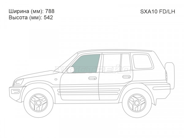 Стекло боковое опускное (Спереди / Слева / Цвет зеленый) Toyota RAV4 (XA10) 94-00