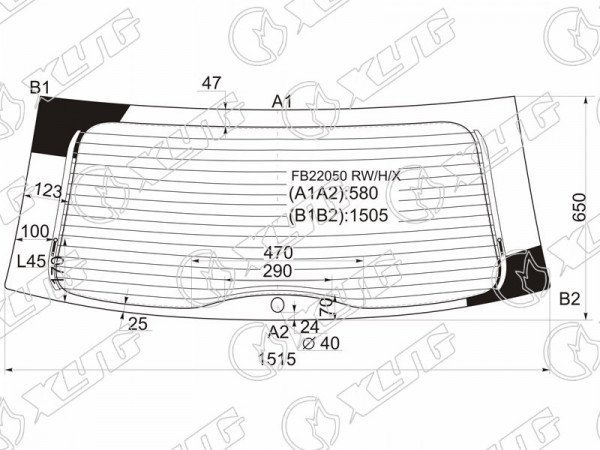 Стекло заднее с обогревом TOYOTA SIENNA 03-09