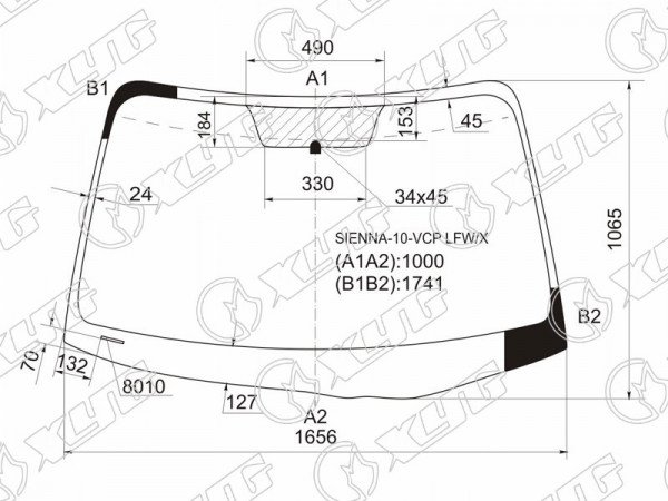 Стекло лобовое Toyota Sienna 10-20