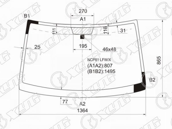 Стекло лобовое TOYOTA SIENTA NCP8# 03-15