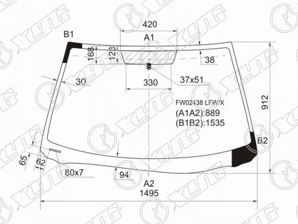 Стекло лобовое TOYOTA SOLARA 2D CPE 04-09