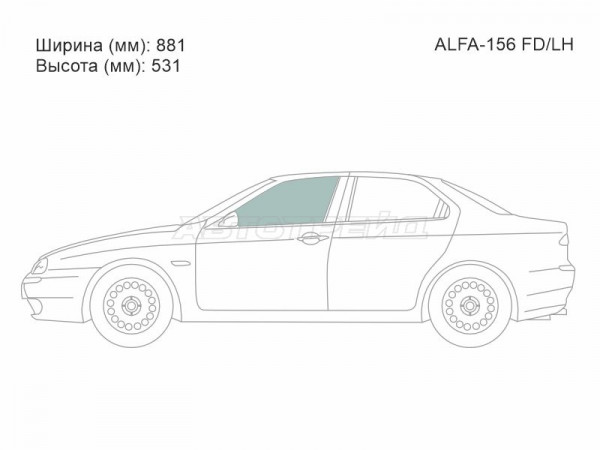 Стекло боковое опускное (Спереди / Слева / Цвет зеленый) Alfa Romeo 156 97-05