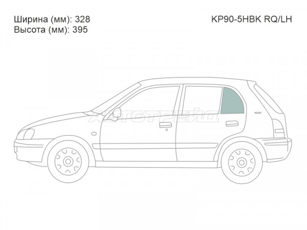 Стекло форточки (Сзади / Слева / Цвет зеленый) Toyota Starlet 95-99