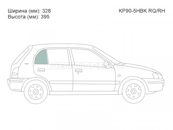 Стекло форточки (Сзади / Справа / Цвет зеленый) Toyota Starlet 95-99