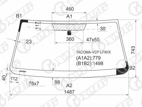 Стекло лобовое TOYOTA TACOMA 2 /4D 04-15
