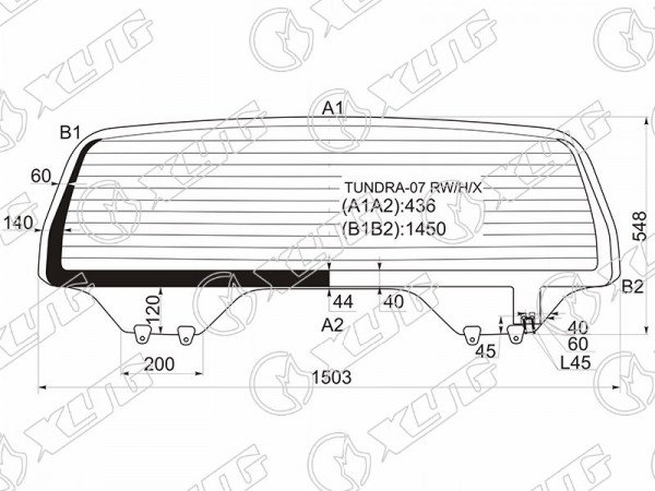 Стекло заднее с обогревом (опускное) TOYOTA TUNDRA 07-