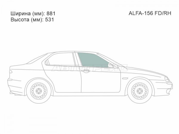 Стекло боковое опускное (Спереди / Справа / Цвет зеленый) Alfa Romeo 156 97-05