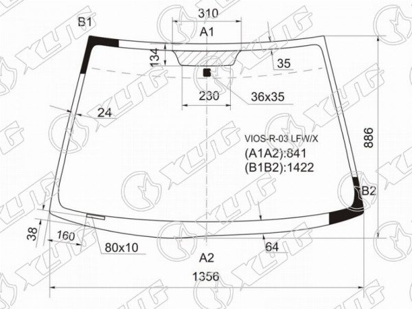 Стекло лобовое TOYOTA VIOS 02-07