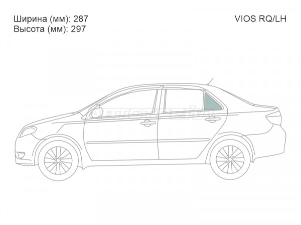 Стекло форточки (Сзади / Слева / Цвет зеленый) Toyota Vios 02-07