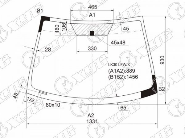 Стекло лобовое (4D SED) Toyota Belta 05-12  / Vios 07-16
