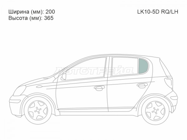 Стекло форточки (Сзади / Слева / Цвет зеленый) Toyota Vitz 99-05  / Yaris 99-05