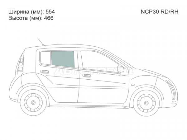 Стекло боковое опускное (Сзади / Справа / Цвет зеленый) Toyota WiLL Cypha 02-05