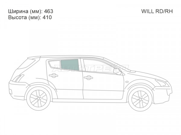Стекло боковое опускное (Сзади / Справа / Цвет зеленый) Toyota WiLL VS 01-04