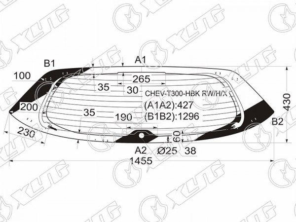 Стекло заднее с обогревом CHEVROLET AVEO 5D 11-