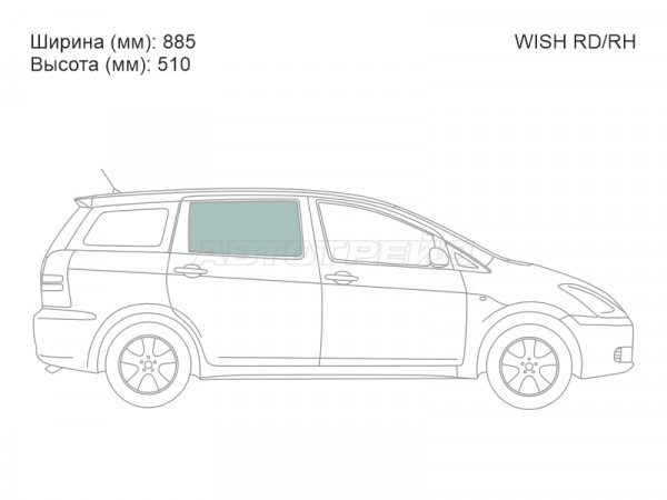 Стекло боковое опускное (Сзади / Справа / Цвет зеленый) Toyota Wish 03-09
