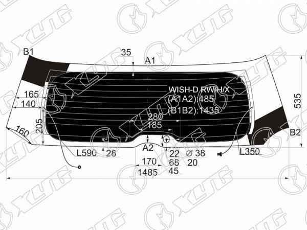 Стекло заднее затемненное с обогревом TOYOTA WISH 03-09