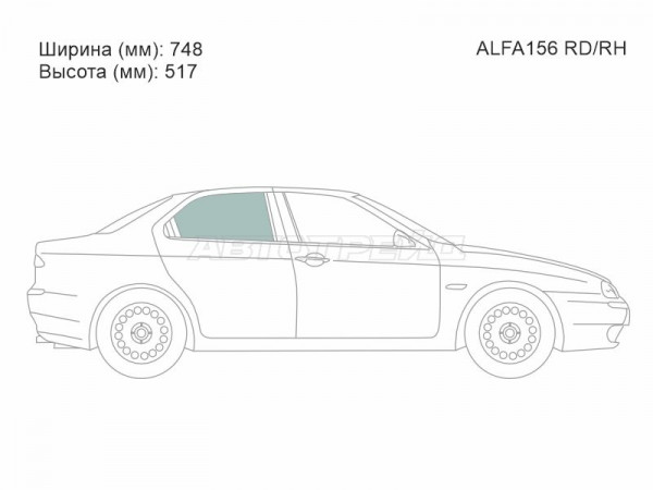 Стекло боковое опускное (Сзади / Справа / Цвет зеленый) Alfa Romeo 156 97-05