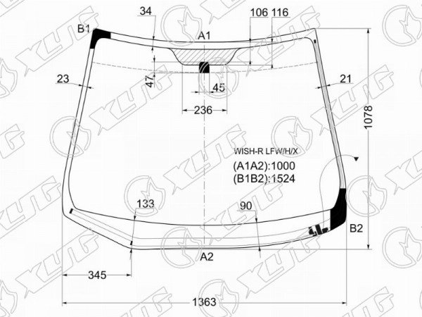 Стекло лобовое с обогревом щеток TOYOTA WISH 03-09