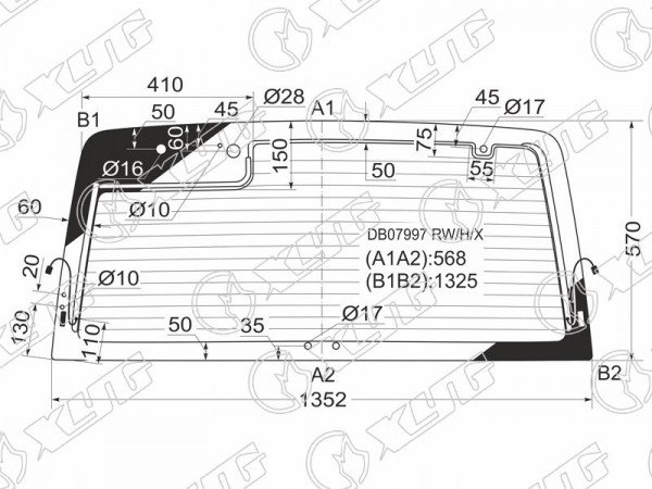 Стекло заднее с обогревом (10 отв) CHEVROLET S10 BLAZER 3 /5D 90-94