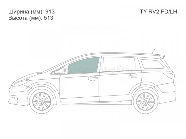 Стекло боковое опускное (Спереди / Слева / Цвет зеленый) Toyota Wish 09-17