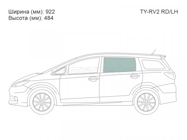 Стекло боковое опускное (Сзади / Слева / Цвет зеленый) Toyota Wish 09-17