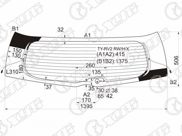 Стекло заднее с обогревом TOYOTA WISH 09-