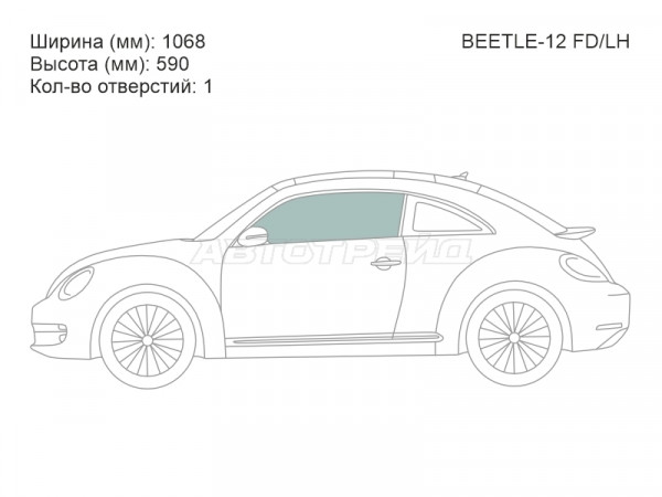 Стекло боковое опускное (Спереди / Слева / Цвет зеленый) Volkswagen Beetle 11-16