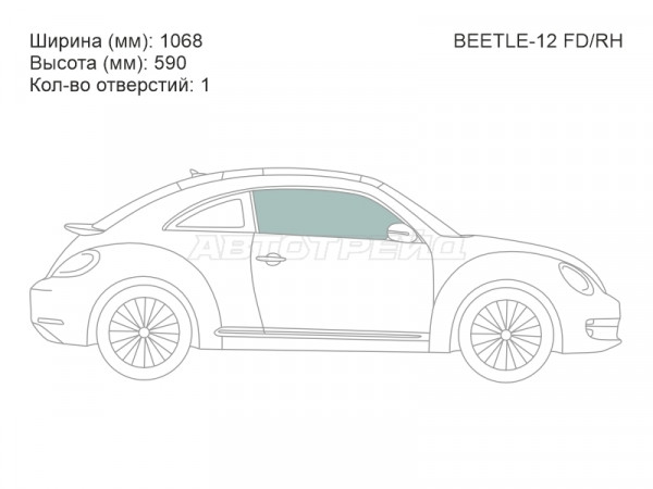 Стекло боковое опускное (Спереди / Справа / Цвет зеленый) Volkswagen Beetle 11-16