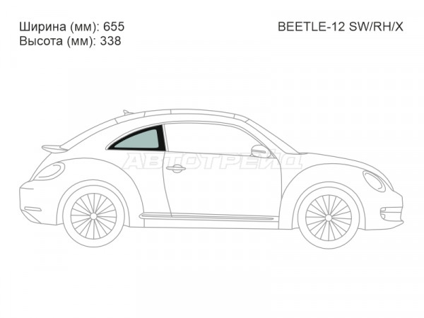 Стекло кузова боковое (не опускное) (Справа / Цвет зеленый) Volkswagen Beetle 11-16