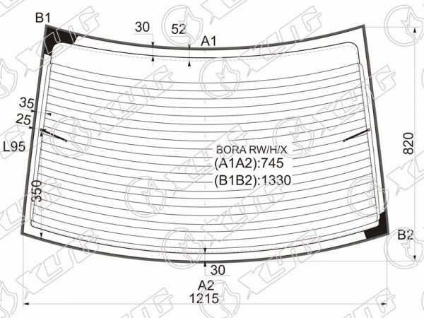 Стекло заднее с обогревом VOLKSWAGEN GOLF IV 4D 97-03  / BORA /JETTA 4D 98-06