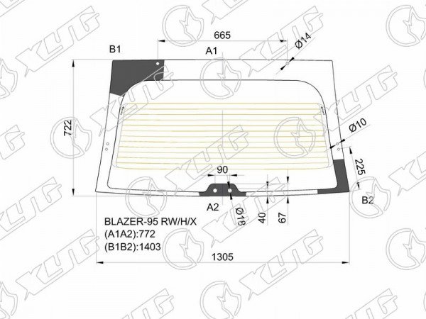 Стекло заднее с обогревом CHEVROLET BLAZER 3D 95-05