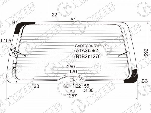 Стекло заднее (Цвет зеленый / Обогрев) Volkswagen Caddy 03-15