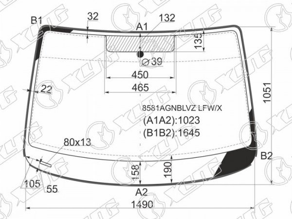 Стекло лобовое (Молдинг) Volkswagen Caddy 03-20
