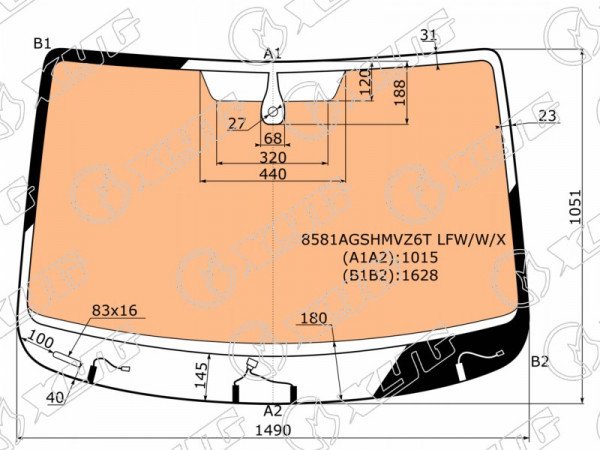 Стекло лобовое с полным обогревом + дд VOLKSWAGEN CADDY VAN 15-