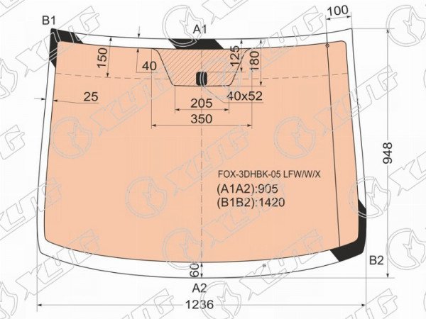 Стекло лобовое + антенна VOLKSWAGEN FOX 05-11