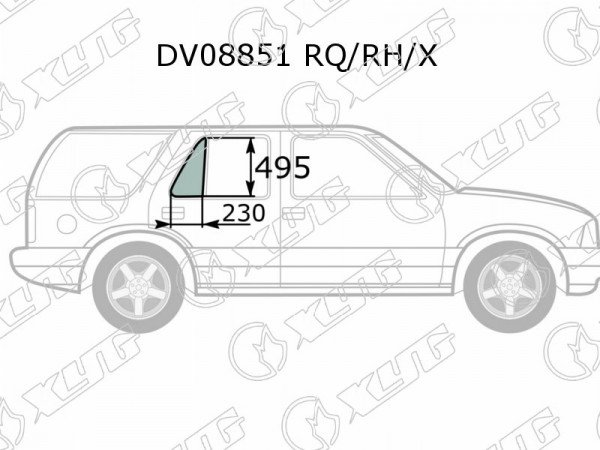 Стекло форточки (уголок) задней правой двери CHEVROLET BLAZER S10 5D 95-05