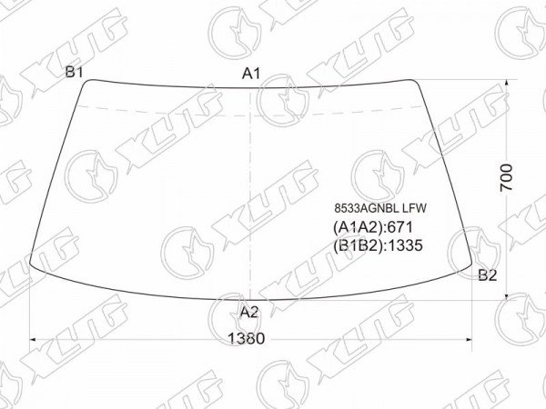 Стекло лобовое в резинку VW GOLF II HBK /JETTA SED 83-91