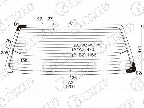 Стекло заднее с обогревом VOLKSWAGEN GOLF III 3 /5D HBK 91-97